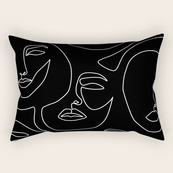 Faces in Dark Rectangular Pillow Gallery Image 2