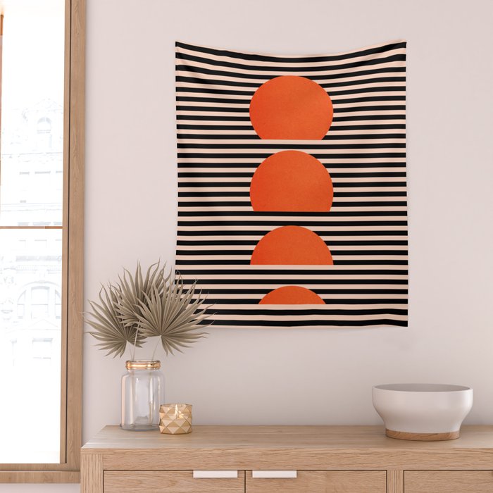 Abstraction_SUNSET_LINE_ART_Minimalism_001 Wall Tapestry Gallery Image 2
