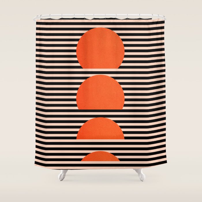 Abstraction_SUNSET_LINE_ART_Minimalism_001 Shower Curtain Gallery Image 1