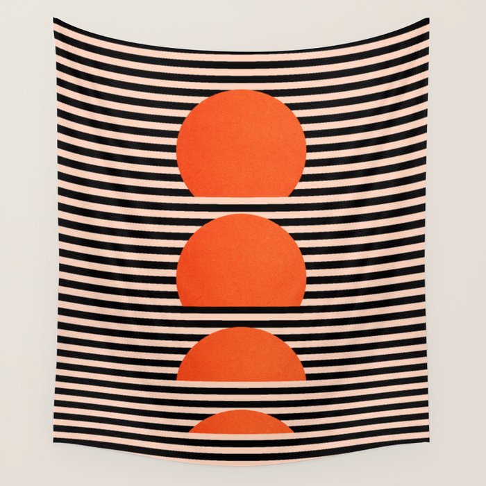 Abstraction_SUNSET_LINE_ART_Minimalism_001 Wall Tapestry Gallery Image 1