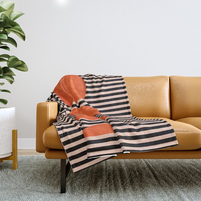Abstraction_SUNSET_LINE_ART_Minimalism_001 Throw Blanket Gallery Image 1