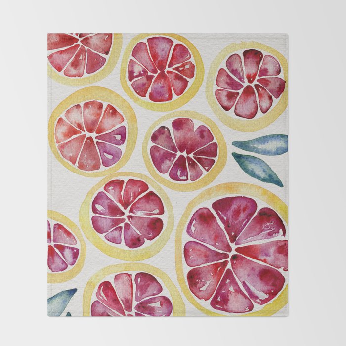 Sliced Grapefruits Watercolor Throw Blanket Gallery Image 2