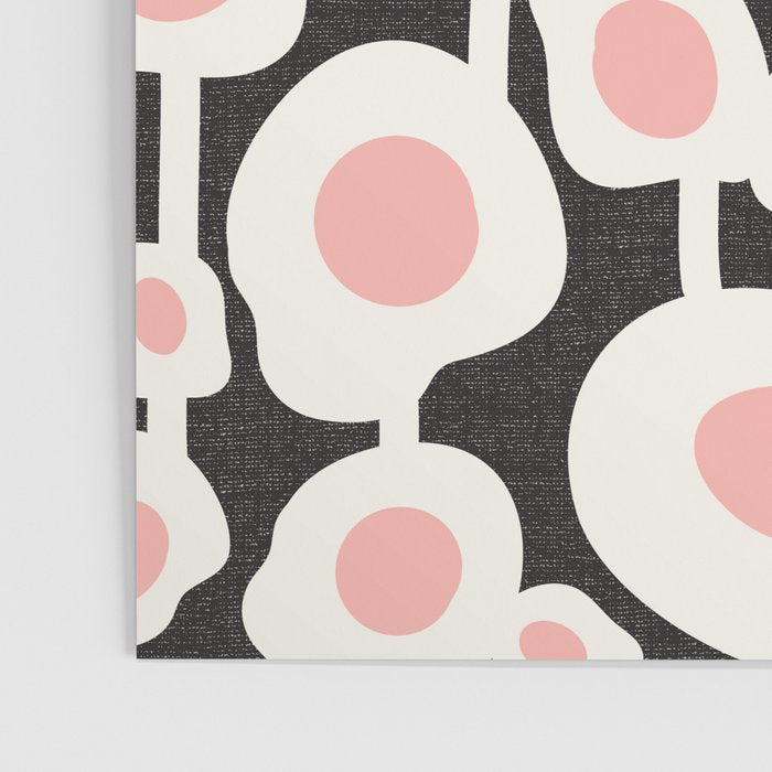 Poppy Dot - Retro Floral Black Pink Poster Gallery Image 3