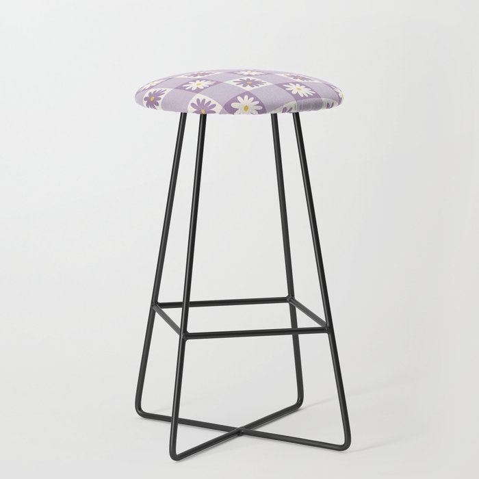 Flower Lavender Gingham Checker in Purple Stool Gallery Image 1