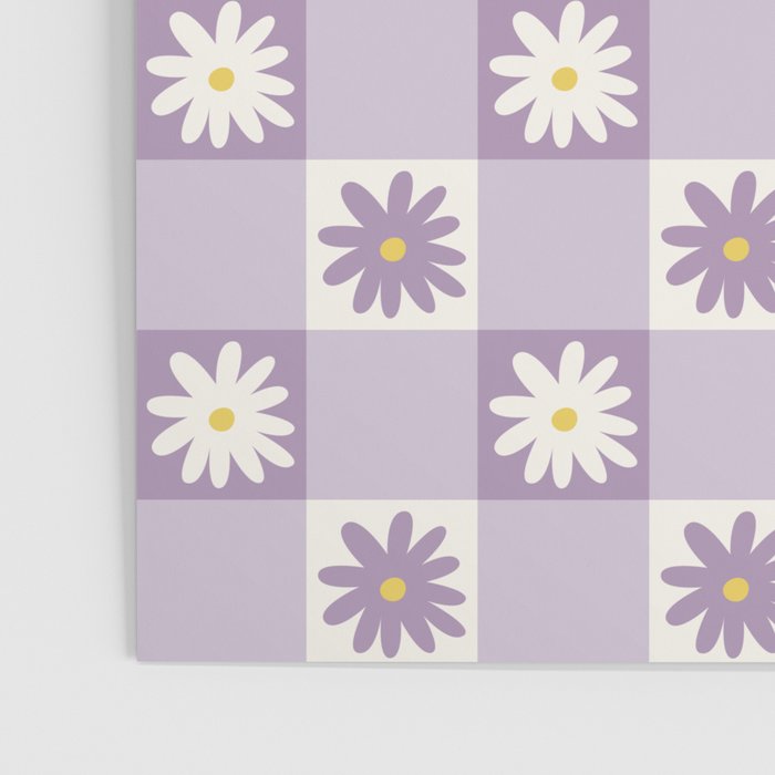 Flower Lavender Gingham Checker in Purple Poster Gallery Image 3