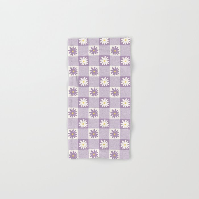 Flower Lavender Gingham Checker in Purple Bath Towel Gallery Image 1
