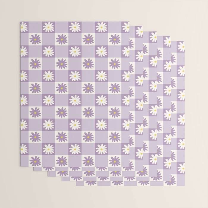 Flower Lavender Gingham Checker in Purple Wrapping Paper Gallery Image 3