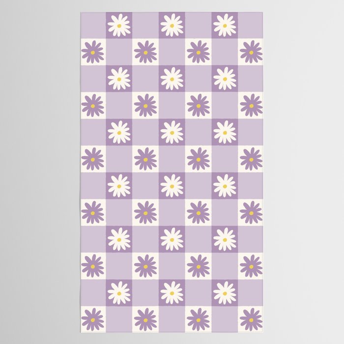 Flower Lavender Gingham Checker in Purple Tablecloth Gallery Image 2
