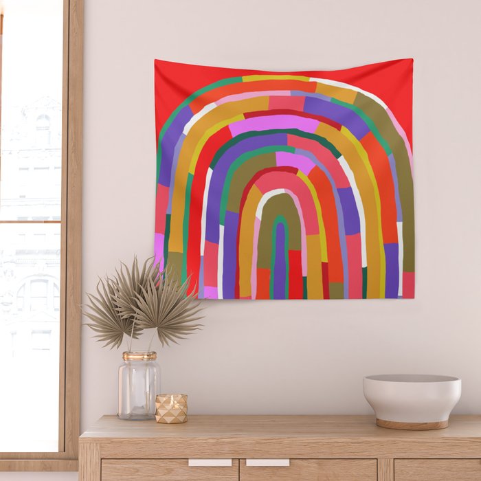 Banded Rainbow Wall Tapestry Gallery Image 2