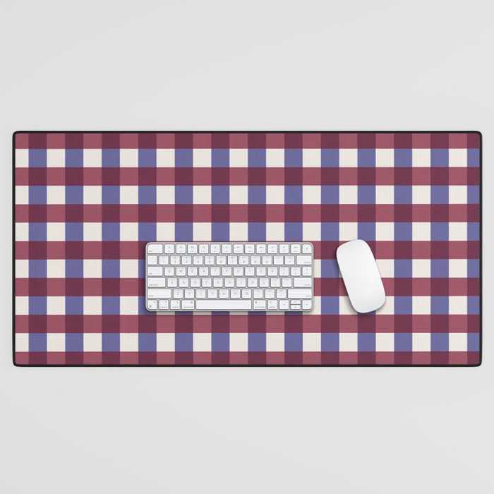 Checkered Multicolor Pattern XVII Berry Red and Violet Desk Mat Gallery Image 1