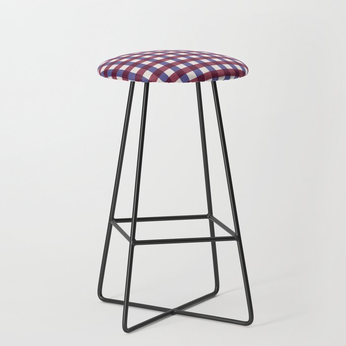 Checkered Multicolor Pattern XVII Berry Red and Violet Stool Gallery Image 1