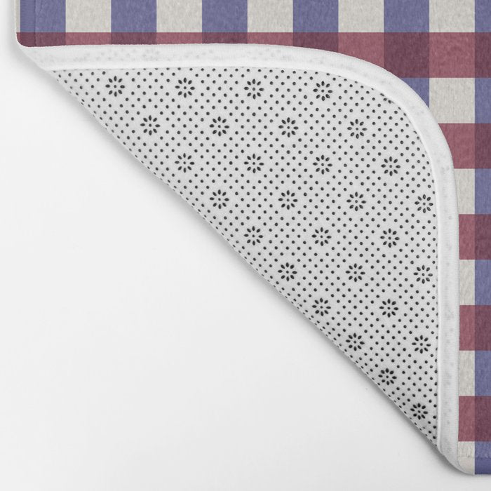 Checkered Multicolor Pattern XVII Berry Red and Violet Bath Mat Gallery Image 2