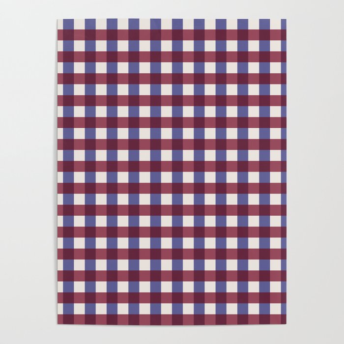 Checkered Multicolor Pattern XVII Berry Red and Violet Poster Gallery Image 1