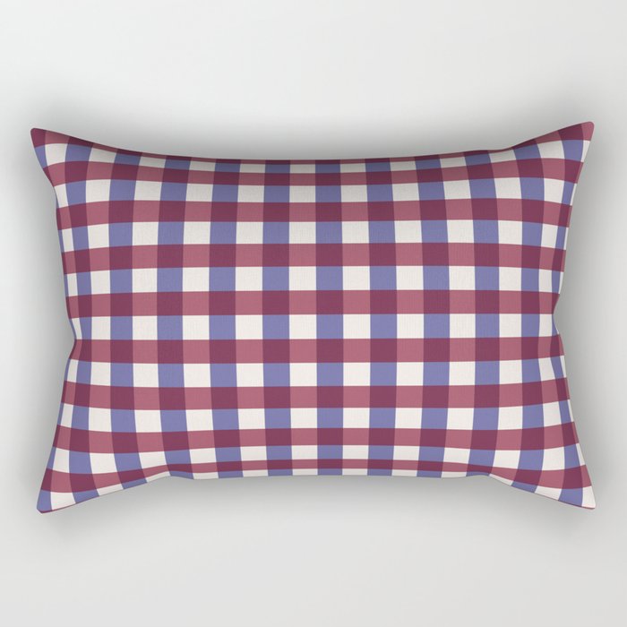Checkered Multicolor Pattern XVII Berry Red and Violet Rectangular Pillow Gallery Image 2
