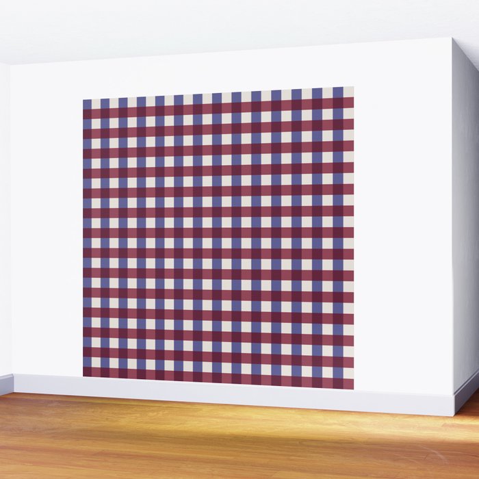 Checkered Multicolor Pattern XVII Berry Red and Violet Wall Mural Gallery Image 2