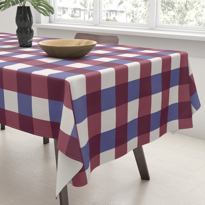 Checkered Multicolor Pattern XVII Berry Red and Violet Tablecloth Gallery Image 3