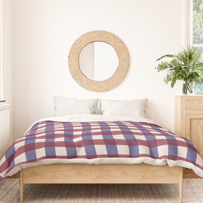 Checkered Multicolor Pattern XVII Berry Red and Violet Duvet Cover Gallery Image 3
