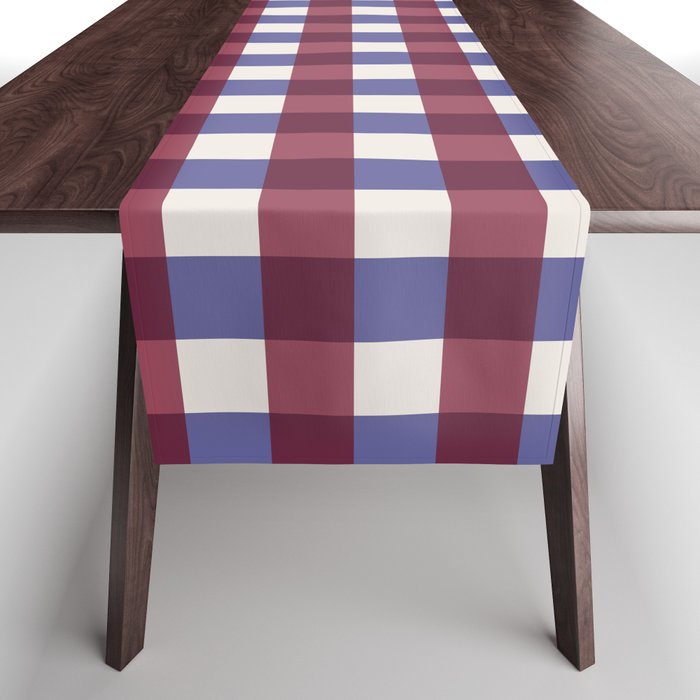 Checkered Multicolor Pattern XVII Berry Red and Violet Table Runner Gallery Image 1