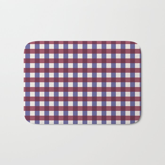 Checkered Multicolor Pattern XVII Berry Red and Violet Bath Mat Gallery Image 1
