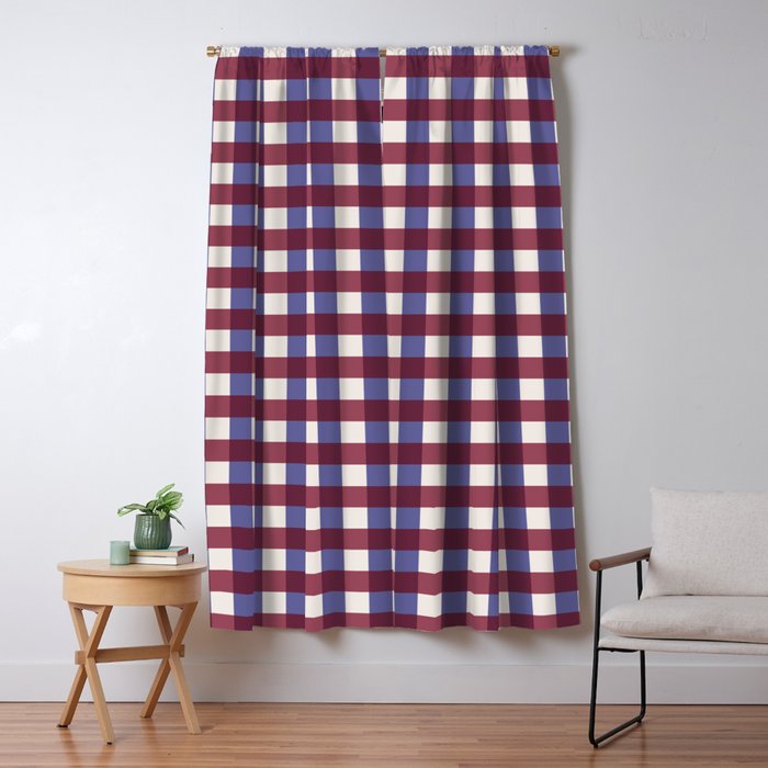 Checkered Multicolor Pattern XVII Berry Red and Violet Window Curtain Gallery Image 5