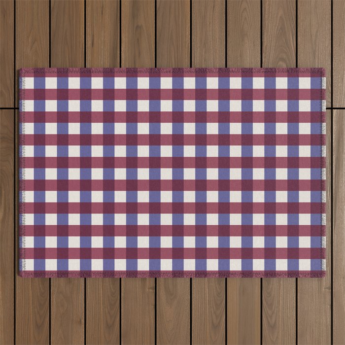 Checkered Multicolor Pattern XVII Berry Red and Violet Outdoor Rug Gallery Image 1