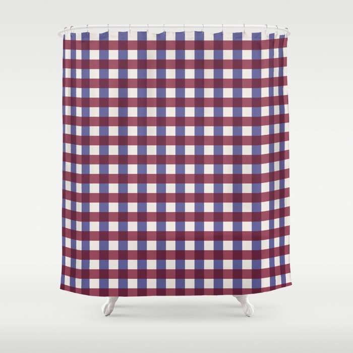 Checkered Multicolor Pattern XVII Berry Red and Violet Shower Curtain Gallery Image 1