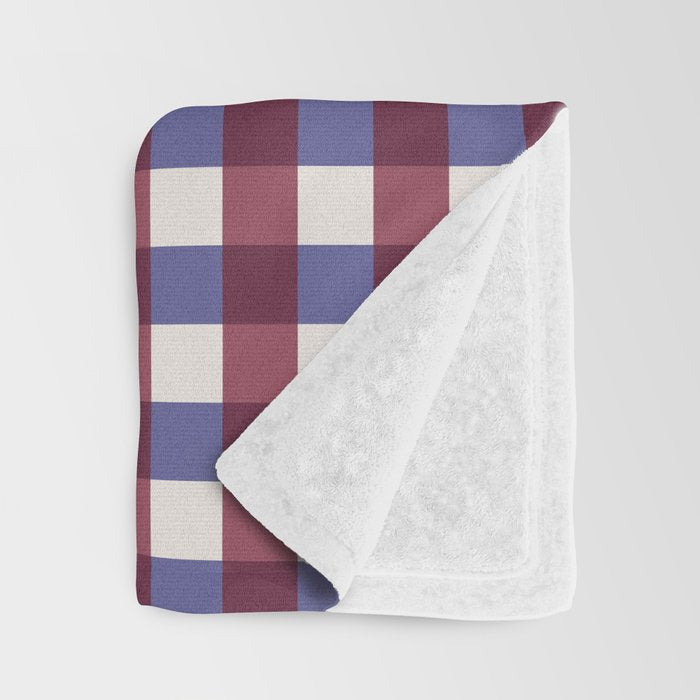 Checkered Multicolor Pattern XVII Berry Red and Violet Throw Blanket Gallery Image 3