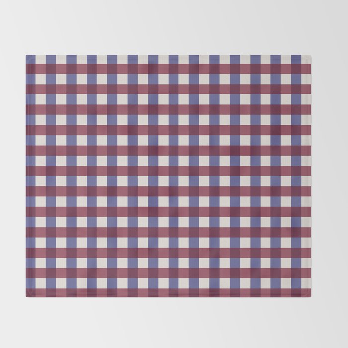Checkered Multicolor Pattern XVII Berry Red and Violet Throw Blanket Gallery Image 2