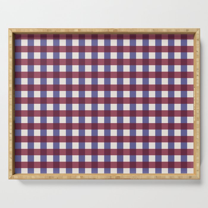 Checkered Multicolor Pattern XVII Berry Red and Violet Serving Tray Gallery Image 1