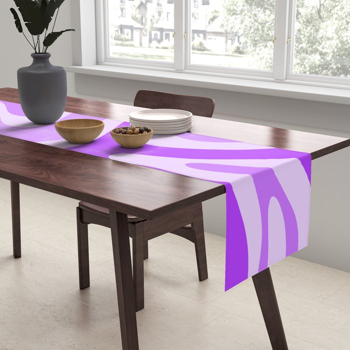 Modern Retro Liquid Swirl Abstract Pattern in Purple Table Runner Gallery Image 2