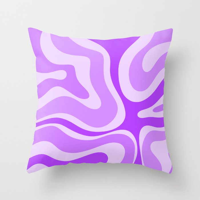 Modern Retro Liquid Swirl Abstract Pattern in Purple Throw Pillow Gallery Image 6