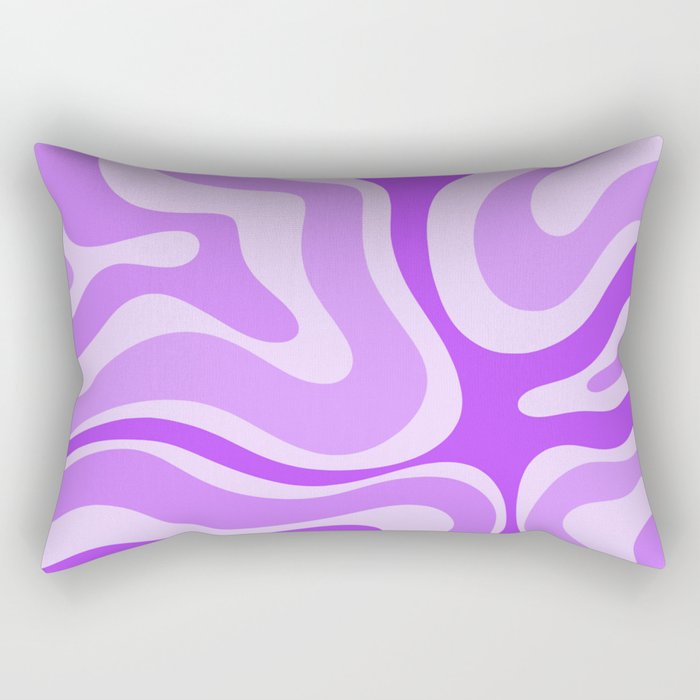 Modern Retro Liquid Swirl Abstract Pattern in Purple Rectangular Pillow Gallery Image 2