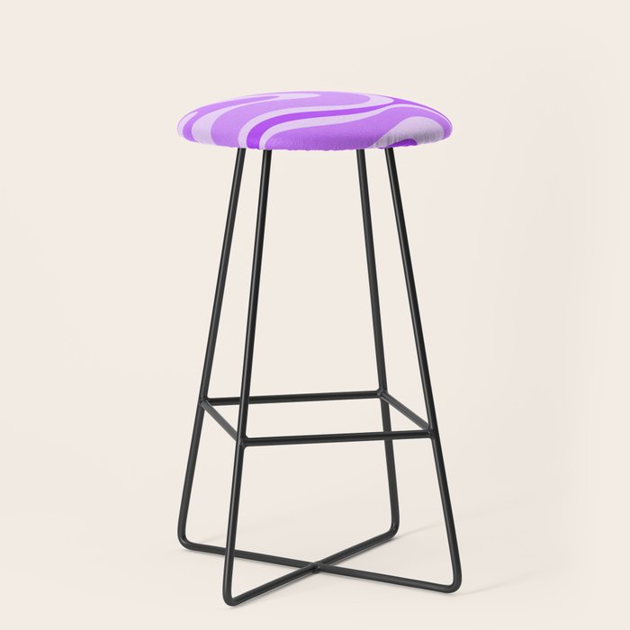 Modern Retro Liquid Swirl Abstract Pattern in Purple Stool Gallery Image 1