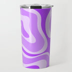 Modern Retro Liquid Swirl Abstract Pattern in Purple Travel Mug Gallery Image 1