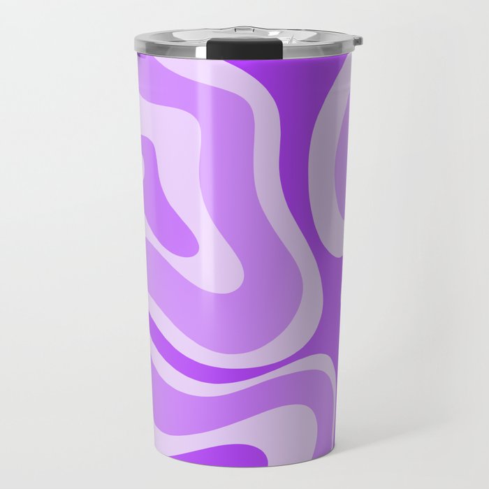 Modern Retro Liquid Swirl Abstract Pattern in Purple Travel Mug Gallery Image 1