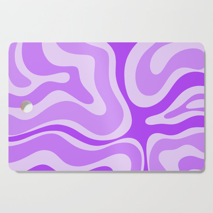 Modern Retro Liquid Swirl Abstract Pattern in Purple Cutting Board Gallery Image 1