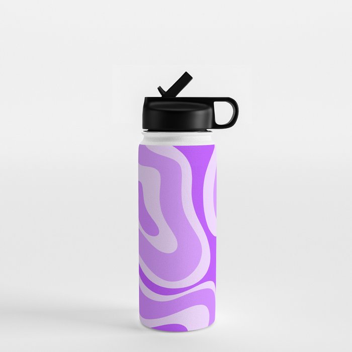Modern Retro Liquid Swirl Abstract Pattern in Purple Water Bottle Gallery Image 1