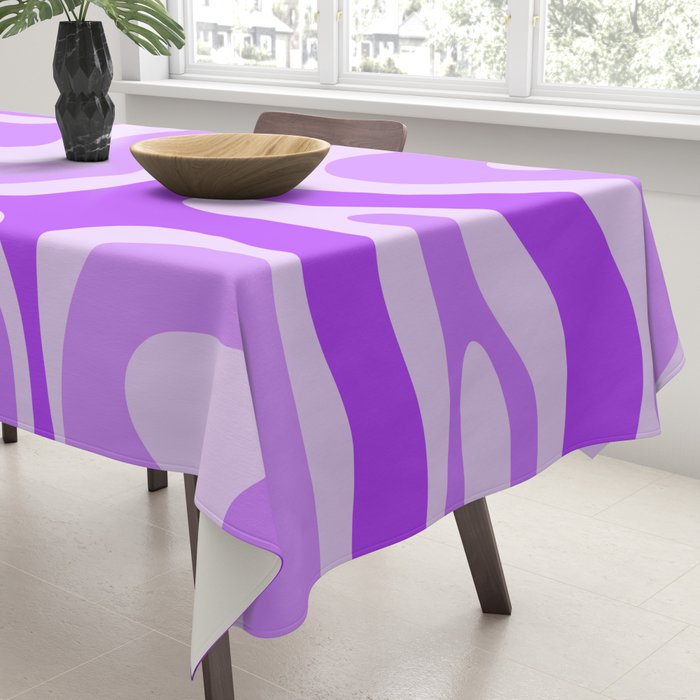 Modern Retro Liquid Swirl Abstract Pattern in Purple Tablecloth Gallery Image 3