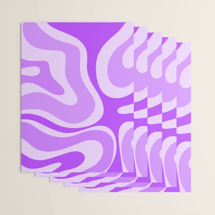 Modern Retro Liquid Swirl Abstract Pattern in Purple Wrapping Paper Gallery Image 3