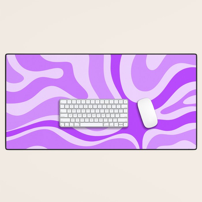 Modern Retro Liquid Swirl Abstract Pattern in Purple Desk Mat Gallery Image 1