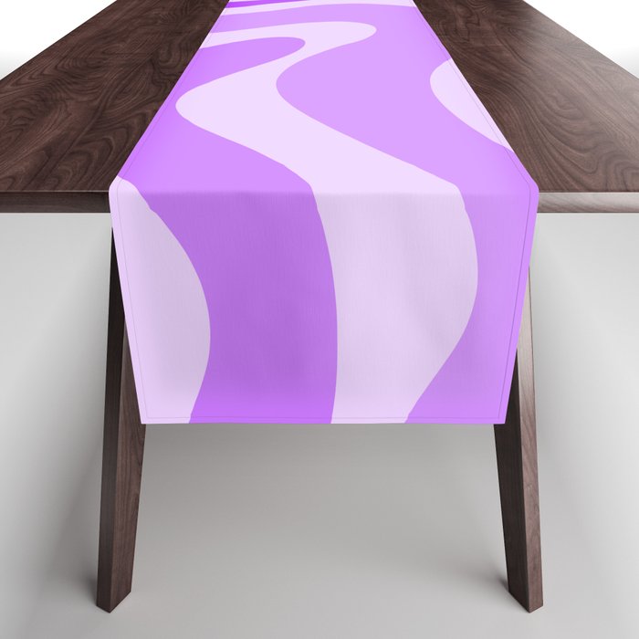 Modern Retro Liquid Swirl Abstract Pattern in Purple Table Runner Gallery Image 1