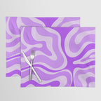 Modern Retro Liquid Swirl Abstract Pattern in Purple Placemat Gallery Image 1