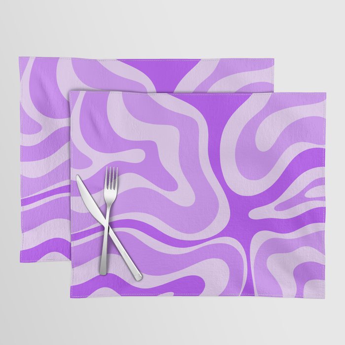 Modern Retro Liquid Swirl Abstract Pattern in Purple Placemat Gallery Image 1