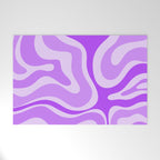 Modern Retro Liquid Swirl Abstract Pattern in Purple Welcome Mat Gallery Image 1