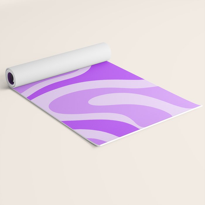 Modern Retro Liquid Swirl Abstract Pattern in Purple Yoga Mat Gallery Image 2
