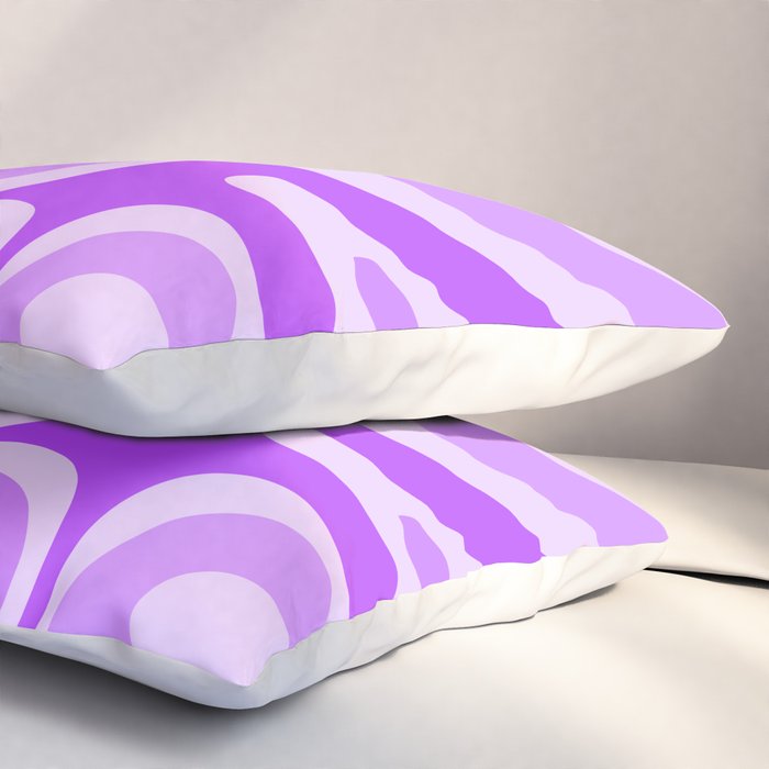 Modern Retro Liquid Swirl Abstract Pattern in Purple Pillow Sham Gallery Image 3