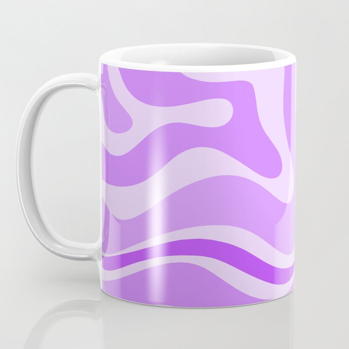Modern Retro Liquid Swirl Abstract Pattern in Purple Coffee Mug Gallery Image 3