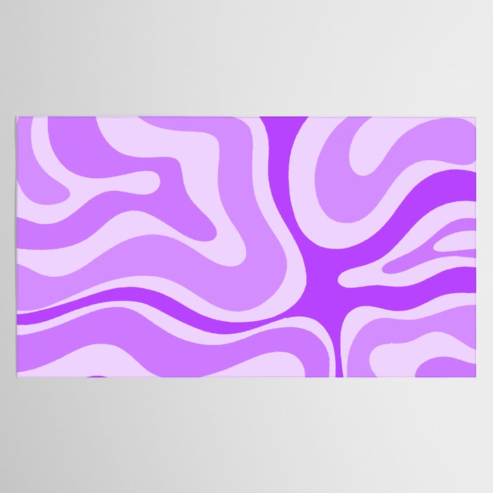 Modern Retro Liquid Swirl Abstract Pattern in Purple Tablecloth Gallery Image 2