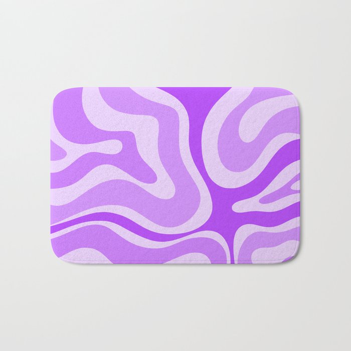 Modern Retro Liquid Swirl Abstract Pattern in Purple Bath Mat Gallery Image 1
