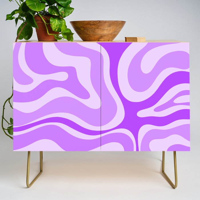 Modern Retro Liquid Swirl Abstract Pattern in Purple Credenza Gallery Image 1